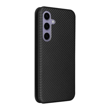 SKALO Samsung S25+ Carbon Fiber Lompakkokotelo - Musta