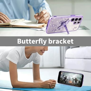 SKALO Samsung S25 Ultra KADEM Dragonfly Glitter Suojakuori - Pinkki