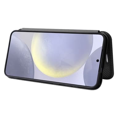 SKALO Samsung S25 Carbon Fiber Lompakkokotelo - Musta
