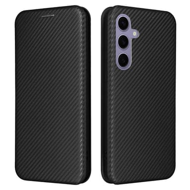 SKALO Samsung S25+ Carbon Fiber Lompakkokotelo - Musta