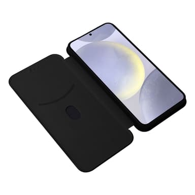 SKALO Samsung S25+ Carbon Fiber Lompakkokotelo - Musta