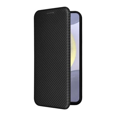 SKALO Samsung S25+ Carbon Fiber Lompakkokotelo - Musta