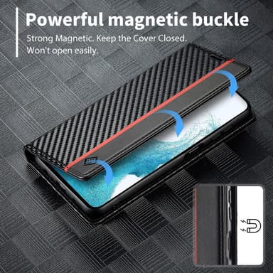 SKALO Samsung S25 LC.IMEEKE Carbon Fiber Lompakkokotelo - Musta