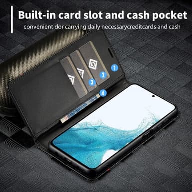 SKALO Samsung S25 LC.IMEEKE Carbon Fiber Lompakkokotelo - Musta