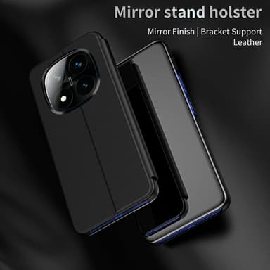 SKALO Xiaomi Redmi Note 14 Pro+ 5G Clear View Lompakkokotelo - Musta
