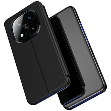 SKALO Xiaomi Redmi Note 14 Pro+ 5G Clear View Lompakkokotelo - Musta