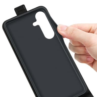 SKALO Samsung S25+ Vertical Flip PU-Nahka Lompakkokotelo - Musta