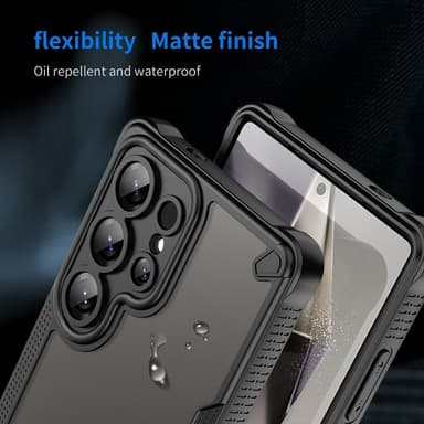 SKALO Samsung S25 Ultra Armor Hybrid Frosted Suojakuori - Musta