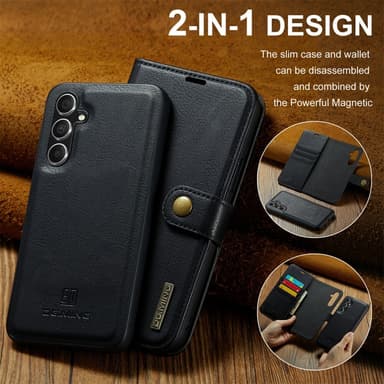DG MING Samsung S25+ 2-in-1 Magneetti Lompakkokotelo - Musta