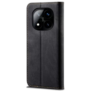 SKALO Xiaomi Redmi Note 14 Pro 5G Jeans Lompakkokotelo - Musta