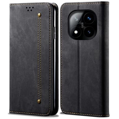 SKALO Xiaomi Redmi Note 14 Pro 5G Jeans Lompakkokotelo - Musta