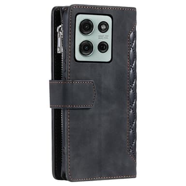 SKALO Motorola Moto G75 5G Style 005 Big Wallet Quiltat Lompakkokotelo - Musta
