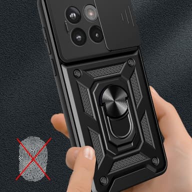 SKALO OnePlus 13R Armor Metallinen rengas -kamerasuojus Suojakuori - Musta