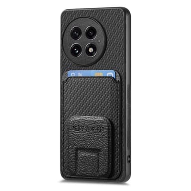 SKALO OnePlus 13 Carbon Fiber Card Slot Suojakuori - Musta