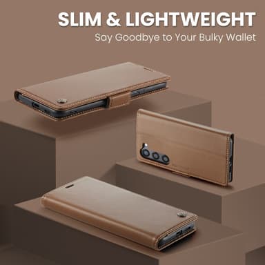 CaseMe Samsung S25 023 Series PU-Läder Lompakkokotelo - Ruskea