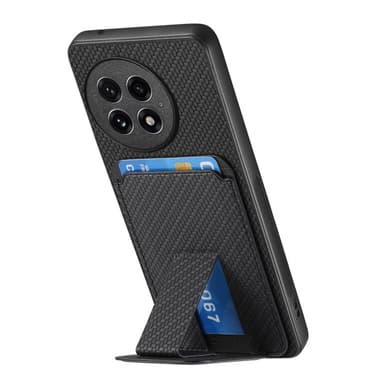 SKALO OnePlus 13 Carbon Fiber Card Slot Suojakuori - Musta