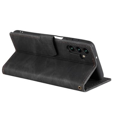 SKALO Samsung S25 Premium PU-nahka Splicing Lompakkokotelo - Musta