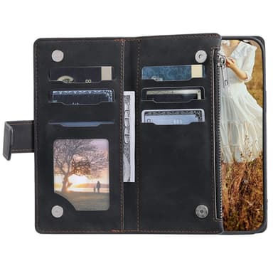 SKALO Motorola Moto G75 5G Style 005 Big Wallet Quiltat Lompakkokotelo - Musta