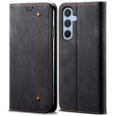 SKALO Samsung S25 Jeans Lompakkokotelo - Musta