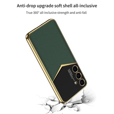 SKALO Samsung S25+ GKK PU-Nahka Kultareunus Suojakuori - Musta
