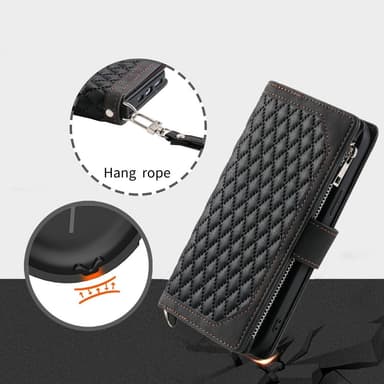 SKALO Motorola Moto G75 5G Style 005 Big Wallet Quiltat Lompakkokotelo - Musta