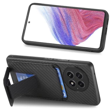 SKALO OnePlus 13 Carbon Fiber Card Slot Suojakuori - Musta