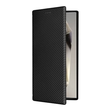 SKALO Samsung S25 Ultra Carbon Fiber Lompakkokotelo - Musta