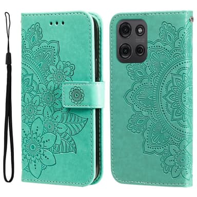 SKALO Motorola Moto G75 5G Mandala Lompakkokotelo - Turkoosi