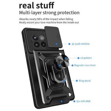 SKALO OnePlus 13R Armor Metallinen rengas -kamerasuojus Suojakuori - Musta