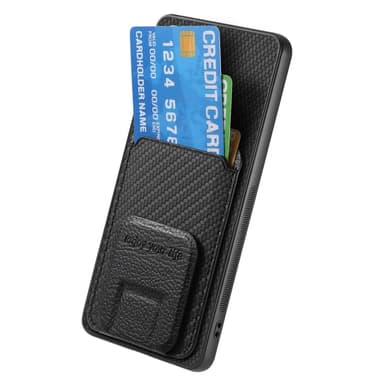 SKALO OnePlus 13 Carbon Fiber Card Slot Suojakuori - Musta