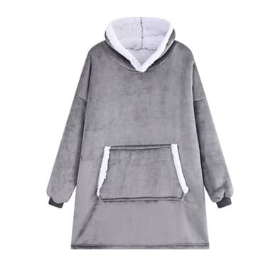 Medium oversized huppari aikuisille kengurutaskuilla ja hupulla - Harmaa