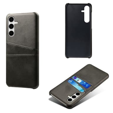 SKALO Samsung S25+ PU-Nahkainen Kortholderi Suojakuori - Musta