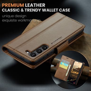 CaseMe Samsung S25 023 Series PU-Läder Lompakkokotelo - Ruskea