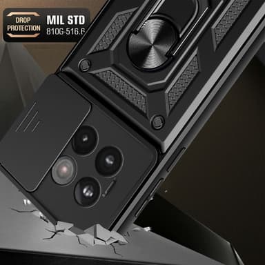 SKALO OnePlus 13R Armor Metallinen rengas -kamerasuojus Suojakuori - Musta