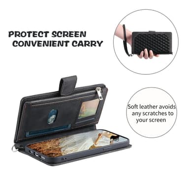 SKALO Motorola Moto G75 5G Style 005 Big Wallet Quiltat Lompakkokotelo - Musta