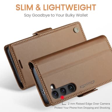 CaseMe Samsung S25 023 Series PU-Läder Lompakkokotelo - Ruskea