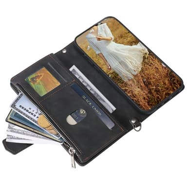 SKALO Motorola Moto G75 5G Style 005 Big Wallet Quiltat Lompakkokotelo - Musta