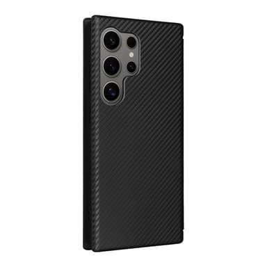 SKALO Samsung S25 Ultra Carbon Fiber Lompakkokotelo - Musta