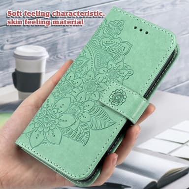 SKALO Motorola Moto G75 5G Mandala Lompakkokotelo - Turkoosi