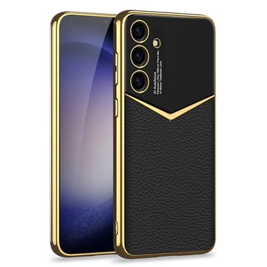 SKALO Samsung S25+ GKK PU-Nahka Kultareunus Suojakuori - Musta