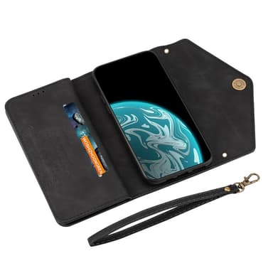 SKALO Samsung S25 N.BEKUS Envelope Clutch 8-Lokeroa Lompakkokotelo - Musta