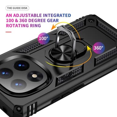 SKALO Xiaomi Redmi Note 14 Pro+ 5G Armor Metallring Suojakuori - Musta