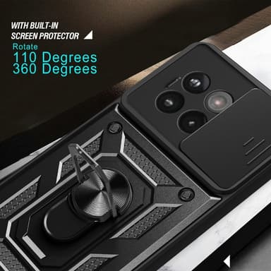 SKALO OnePlus 13R Armor Metallinen rengas -kamerasuojus Suojakuori - Musta