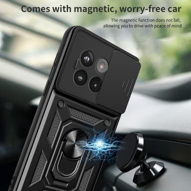 SKALO OnePlus 13R Armor Metallinen rengas -kamerasuojus Suojakuori - Musta
