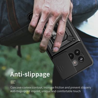 SKALO OnePlus 13R Armor Metallinen rengas -kamerasuojus Suojakuori - Musta