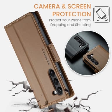 CaseMe Samsung S25 023 Series PU-Läder Lompakkokotelo - Ruskea