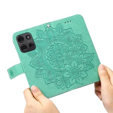 SKALO Motorola Moto G75 5G Mandala Lompakkokotelo - Turkoosi