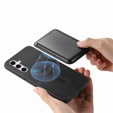 SKALO Samsung S25+ 2-in-1 PU-nahkakotelo+korttikotelo - Musta