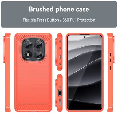 SKALO Xiaomi Redmi Note 14 Pro 5G Armor Carbon Suojakuori - Punainen