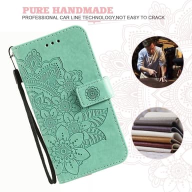 SKALO Motorola Moto G75 5G Mandala Lompakkokotelo - Turkoosi